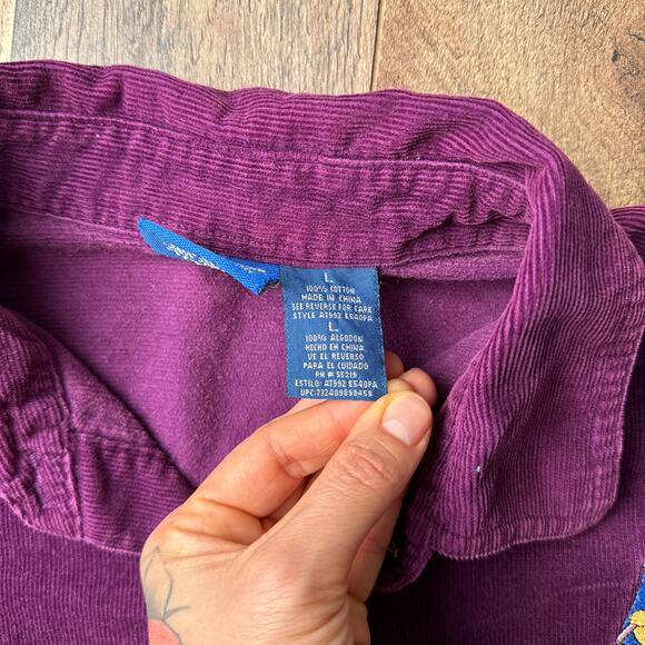 Vintage 90s Y2K Disney Corduroy Shirt Women's Large Purple Winnie The Pooh 4737 - Picture 7 of 12